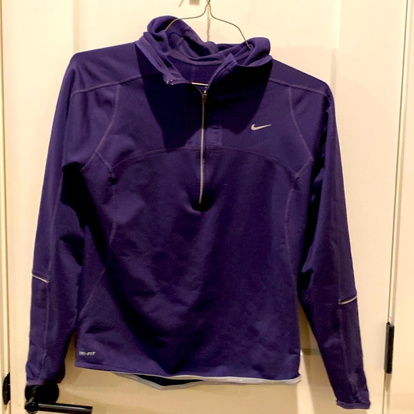 Nike Tops - Nike Women’s 1/4 Zip Dri-Fit Hoodie. Purple. Size Medium. One Side Pocket.